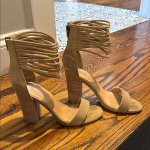 Women's Tan Strappy Heeled Sandals